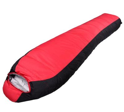 China Envelope Waterproof Camping Type Expanding 95% Goose Down Mummy Sleeping Bag For Cold Weather for sale