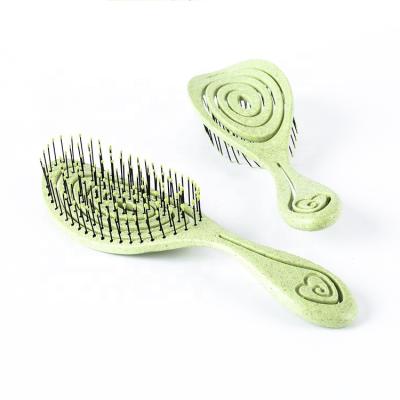 China Eco-Friendly Bio-degrad Straw Wheat Brush LUXE Hair Brush Wheat Duct Private Label Natural Fiber Brush For Wet And Dry Hair for sale