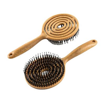 China Biodegradable Straw Brush LUXE Brush Wheat Hair Pad Private Label Round Duct Hair Brush Round Low Moq for sale