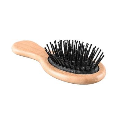 China Nondisposable Compact Brush Travel Set Eco-Friendly Wooden Baby Brush Nylon Soft Bristle Customize Laser Logo Hair Brush For Kids for sale