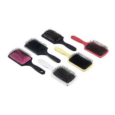 China Custom Nondisposable Plastic Massage Brush Paddle Brush Home Care Detangling Hair Brush With Nylon Bristle for sale