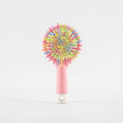 China Nondisposable Colorful Round Handle Hair Brush With Mirror Massage Brush Kids Air Cushion Brush for sale