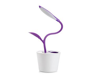 China Purple USB Rechargeable Led Reading Light , Flexible LED Desk Lamp With Pencil Holder for sale