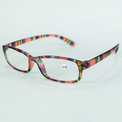 China Thin Resin Reading Glasses With Power Glasses Stripe Printing Frame Full Plastic Reading Glasses Wholesale for sale