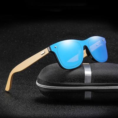 China Fashion sunglasses wholesale wooden LOGO Bamboo Temples Sunglasses custom made one piece Sun mirror glass for sale