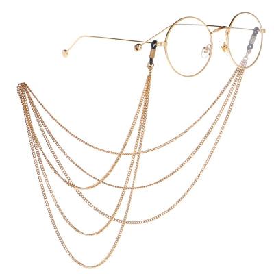 China Fashion Design Fashion Non Slip Glasses Chain New Metal Eyeglasses Rope Multi Layers Tassels Handmade Sunglasses Chain for sale