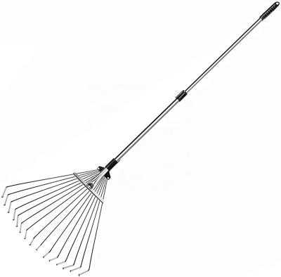 China Garden Rake Heavy Duty Garden Tools Long Handle Telescopic Adjustable Grabber Plastic Garden Leaf Rake for sale