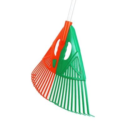 China Durable Outdoor Adjustable Telescopic Garden Long Handle Plastic Leaf Scoops Harvester Grabber Rake for sale