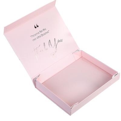 China Rose Gold Custom Logo Luxury Wholesale Glossy Gift Box Packaging Flat Foldable Garment Paper Gift Folding Magnetic Packaging Box for sale