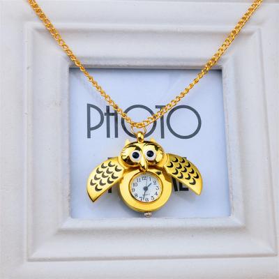 China Wholesale Antique OWL Bronze Dia 27MM Pocket Watch Vintage Toy Pocket Small Size Classic Watch With Necklace Chain SP004 for sale