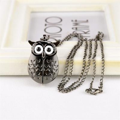 China 2019 Antique Fashion Design Vintage Jewelry Alloy Openable Bird Owl Pocket Watch for sale