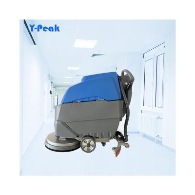 China Hotels Commercial Small Walk Behind Hand Push Battery Auto Floor Cleaning Scrubber Dryer Brush Floor Scrubber for sale