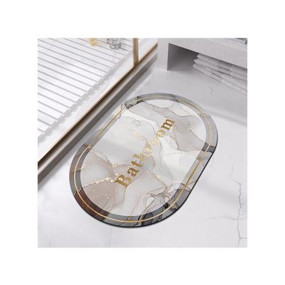 China Superb Quality Viable Dull Polish Marble Oval Bath Mats Rug Bathroom Floor Mat for sale