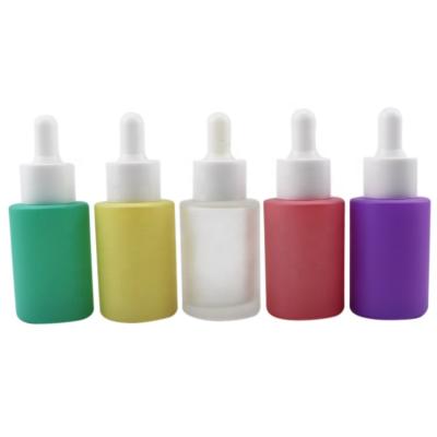 China Plastic Rubber Cap+Glass Pipette+Silicone Luxury Skin Care Packaging Perfume Perfume Cosmetics Containers Set Frosted Pink Glass Dropper Serum Bottle 30ml oil for sale