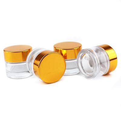 China Wholesale Metal Cap 5ml 5ml Double Wall Gram Cosmetics Containers Cute Aluminum Glass Jar 5g 5ml For Shea Butter With Lid for sale