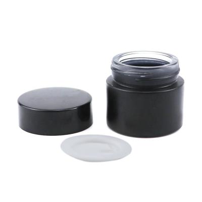 China Pretty Luxury Black Plastic Lid 10ml Cream Jars Smoke Plastic Matte Jar Container 10g Black Frosted Glass Cosmetic Black Lid With Spoon for sale