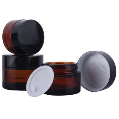 China 100g Big Cap 100ml Plastic Black Wide Mouth Face Cream Cosmetic Amber Glass Jar In With Black Sealing Lid South Africa Plastic Jars For Creams for sale