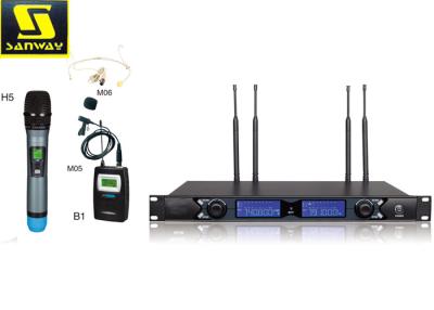 China Sanway Karaoke 2 Channel Wireless Microphone Long Range Hand Held UHF for sale