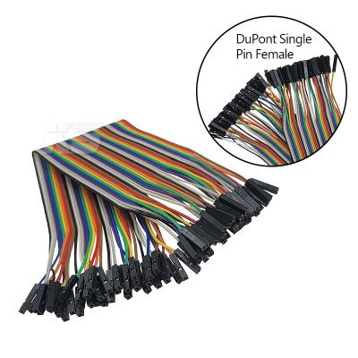 China Electronic dupont connector 1p cable custom line 10cm 20cm 30cm 40pin 2.54mm female to male dupont female jumper wire for sale