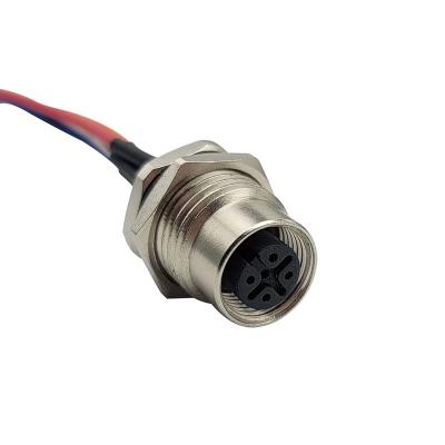 China m12 5pin power socket cable female circular maleto connector waterproof PCB jack right angle panel mount for sale