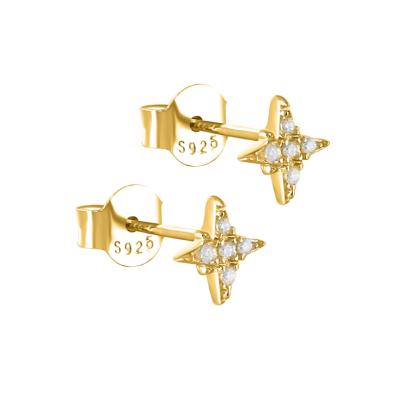 China 2021 2021 TRENDY fashion jewelry 18k gold plated zircon 925 sterling silver star drop earrings for sale