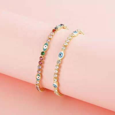 China 2021 EvilEyes FASHIONABLE High Quality Brass Adjustable Chains Charm Zircon Bracelet for sale