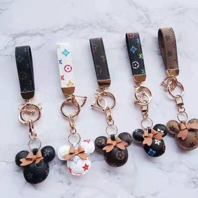 China Fashion Women Leather Men Fashion Lovely Cute Charm Mickey Animal Leather Purse Key Chain for sale