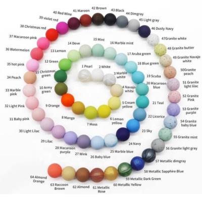 China 2021 Other Food Grade Baby Teething Silicone Loose Round Beads For Necklace Making for sale