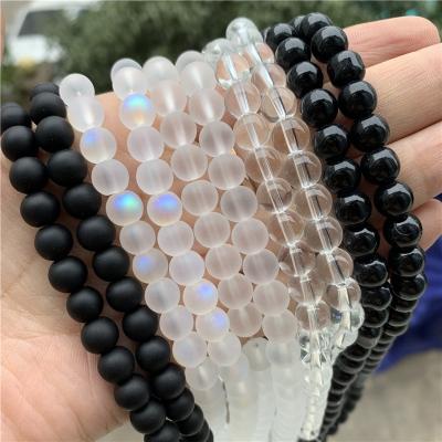 China Crystal Diy Accessories 50pcs/strand 8mm Round Black Matte Glass Beads Beads For Jewelry Making Jewelry for sale