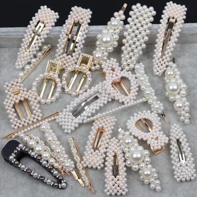 China 2019 newest pearl plastic hair clip for women elegant design brooch hairpin bar hair accessories for sale