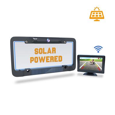 China 135Degree Waterproof Solar Powered Reverse Camera 2.4G Wireless Car Camera System For US License Plate Camera for sale