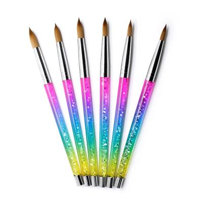 China Professional Good Quality Kolinsky Nail Rainbow NAIL Colorful Magic Color Handle Acrylic Brush With Personal Label for sale