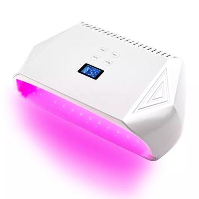 China 128W High Power Rechargeable Nail Dryer Gel Light 93pcs Pink LED Fast Nail Curing UV Lamp For Curing Polish BEC932 for sale