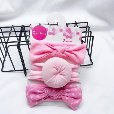 China 3Pcs/Set Cute Bow Hair Band Baby Gifts Stretchy Headband Wrap Friendly Material for sale