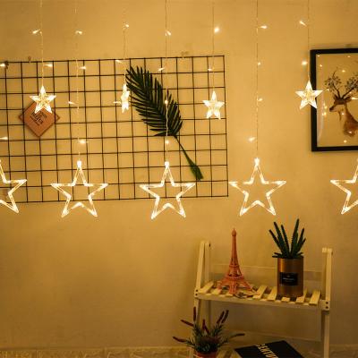 China Warehouse Colorful Twinkle Stars with Six Big and Six Small 138 LED Star Curtain String Lights for sale