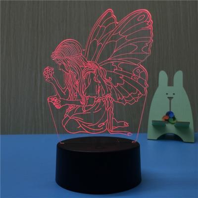 China Hot Selling New Design New Design Modern Hot Removable Butterfly 7 Color Creative Optical 3d Illusion Night Light for sale