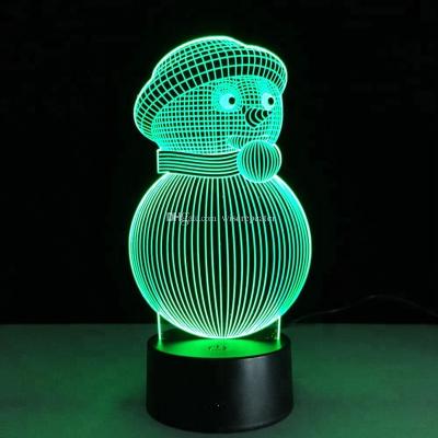 China 3D Snowman Controller Acrylic Always Remote Lamp Base Lead Customs The Illusion Night Light for sale