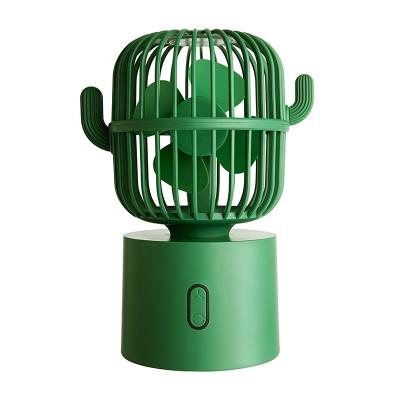 China Car Mini Portable Fan Cactus Shaking Head Rechargeable 2400 mAh Battery Fan for sale