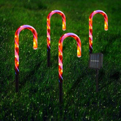 China Outdoor PVC Christmas Decoration Solar Cane Lights Garden Pathway Landscape Candy Stick Light for sale