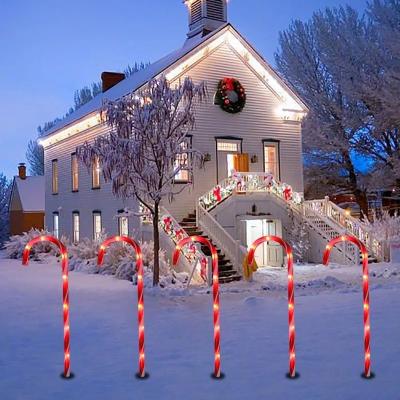 China Christmas Solar Stick Candy Cane Pathway Lights Outdoor Garden New Year Holiday Decorative Light for sale