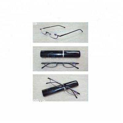 China Slim Metal Reading Glasses With Aluminum Case , Mini Reading Glasses With Pen Case Slim Reading Glasses for sale