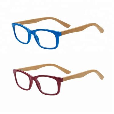 China China Slim Eyewear Manufacturer, PC Frame Clear Glass Temple Bamboo Wooden Eyewear Reading Glasses for sale