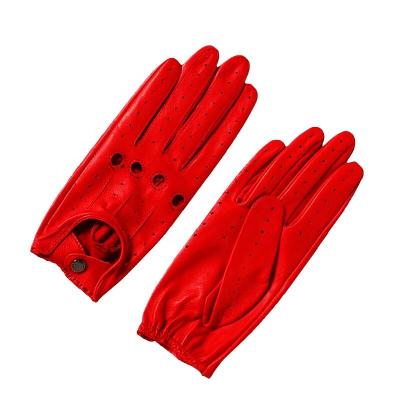 China Import Men's Fashion Red Training Gloves Soft Premium Lambskin Full Finger Leather For Motorcycle Gloves for sale