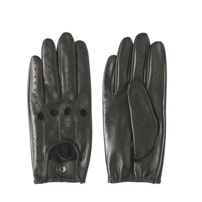 China Import Premium Soft Lambskin Mens Fashion Full Finger Leather Black Training Gloves For Motorcycle Gloves for sale