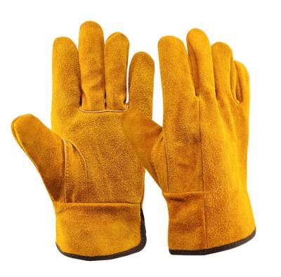 China Wholesales Abrasion Resistant High Quality Yellow Leather Work Gloves Garden Construction Gloves Welder Gloves for sale