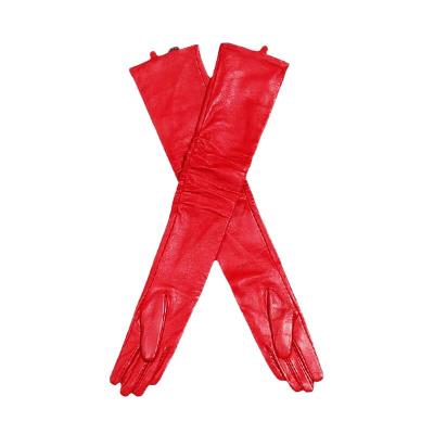 China Wholesale Women Soft 100% Leather Red 70cm 27.5 Inches Long Gloves For Opera Party Gloves Size S/M/L/XL/2XL for sale