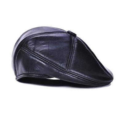 China Fashion Business Fashion SheepLeather Winter Ear Warmer Hat Unisex Warm Berets Black Hearing Protection Hat For Men Women Hat Factory Wholesale for sale