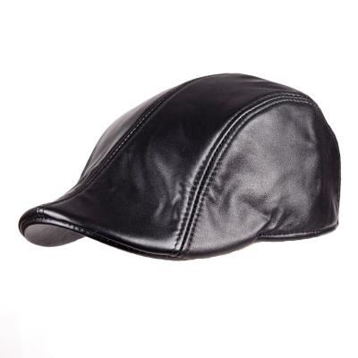 China Daily Lifestyle Selling Black SheepLeather Winter Hat Unisex Military Berets Hat For Women Men For Sale Custom Solid Color Wholesale for sale