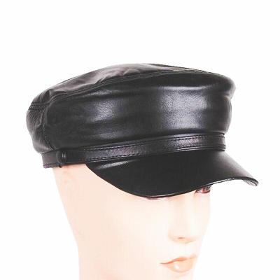 China Fashion\Wholesale Latest Fashion Comfortable\Durable Style Mens Black Real Sheepskin Ivy Leather Hat For Navy Flat Cap Hat for sale