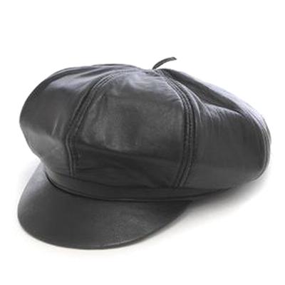 China Wholesale Fashion Party Unisex Black Leather Berets For Men Woman Military Hat Wholesale for sale